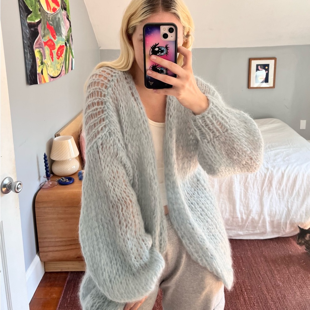 Maiami Mohair Big Cardigan - Ice Blue - S/M